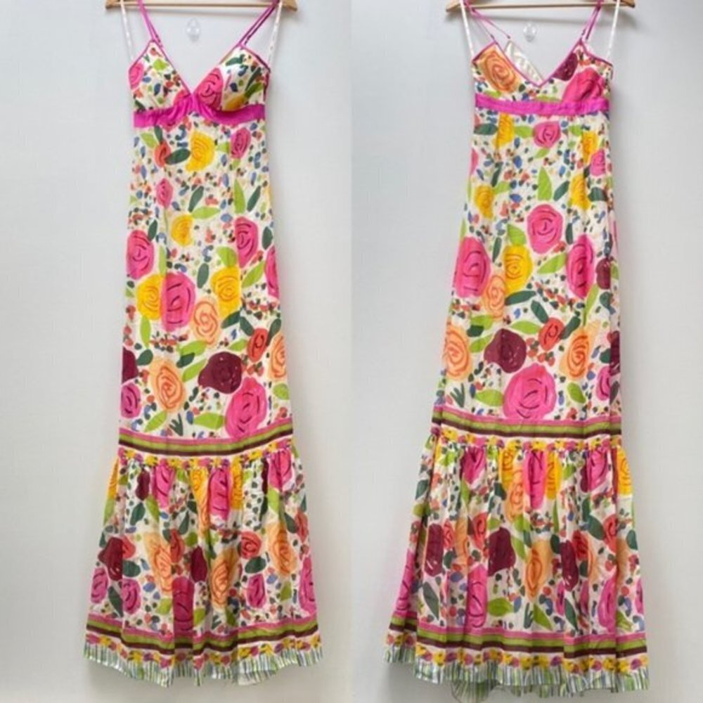 NWT Sue Wong Dress Floral Maxi Silk Womenโ Size 0
